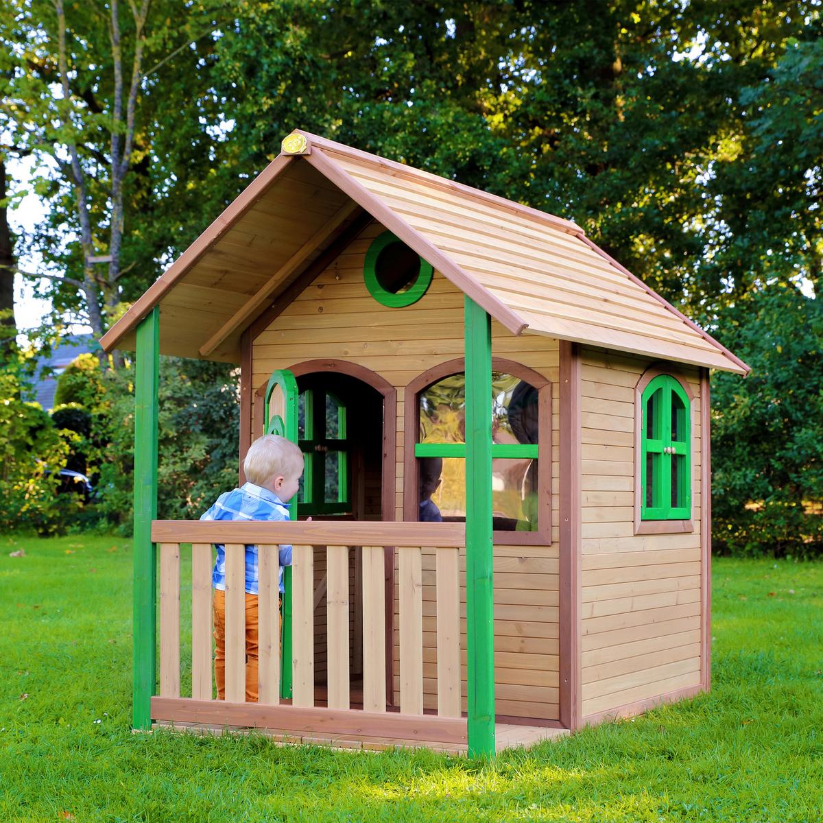 Spielhaus Alex Braun/grün B: 137 Cm - Braun/Grün, KONVENTIONELL, Holz (137/178/191cm) - Ambia Garden