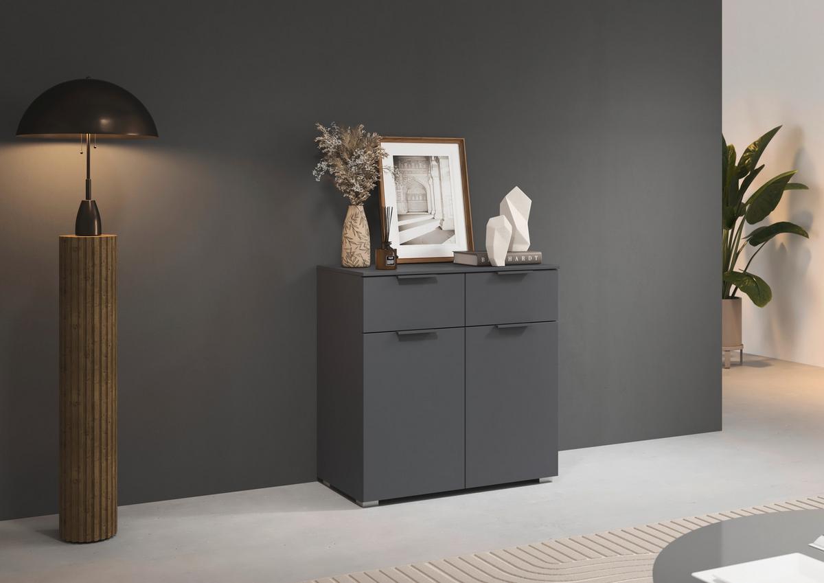 Kommode Alabama, Grau B: 80 Cm - Alufarben/Grau, MODERN, Holzwerkstoff (80/81/42cm) - Rauch Möbel