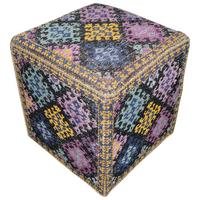 Pouf Solitaire Multicolour B: 42 cm - Blau/Gelb, Design, Textil (42/42/45cm) - Kayoom