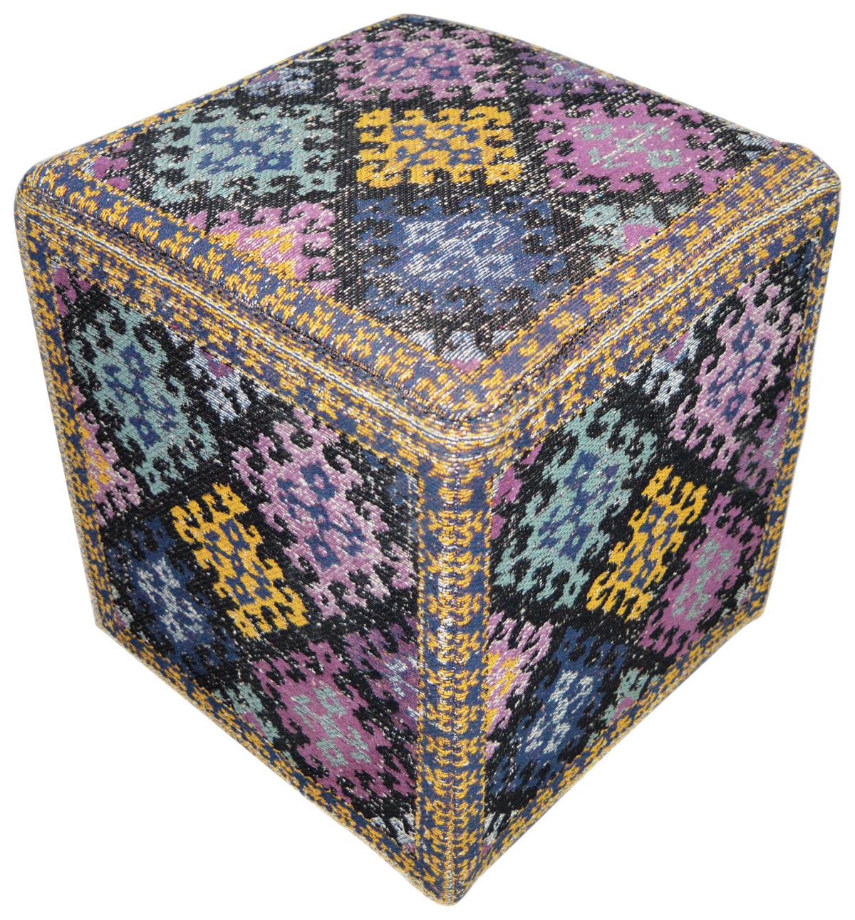 Pouf Solitaire Multicolour B: 42 cm - Blau/Gelb, Design, Textil (42/42/45cm) - Kayoom