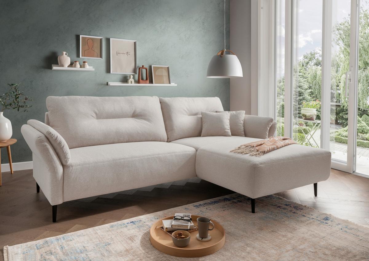 Ecksofa Piatelli Creme S: 269x172 cm - Creme/Schwarz, MODERN, Textil (269/172cm) - MID.YOU