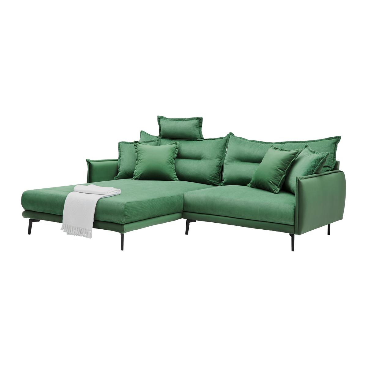 Rohová sedačka NUOVO, oboustranná, zelená - černá/zelená, Moderní, kov/textil (245/190cm) - Mömax