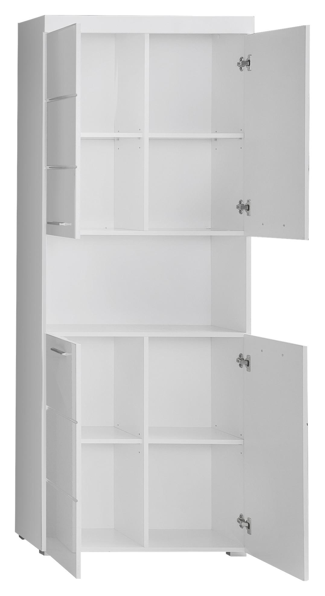 Hochschrank Amanda B: 73 cm Weiß - Silberfarben/Weiß, MODERN, Holzwerkstoff (73/190/31cm) - MID.YOU