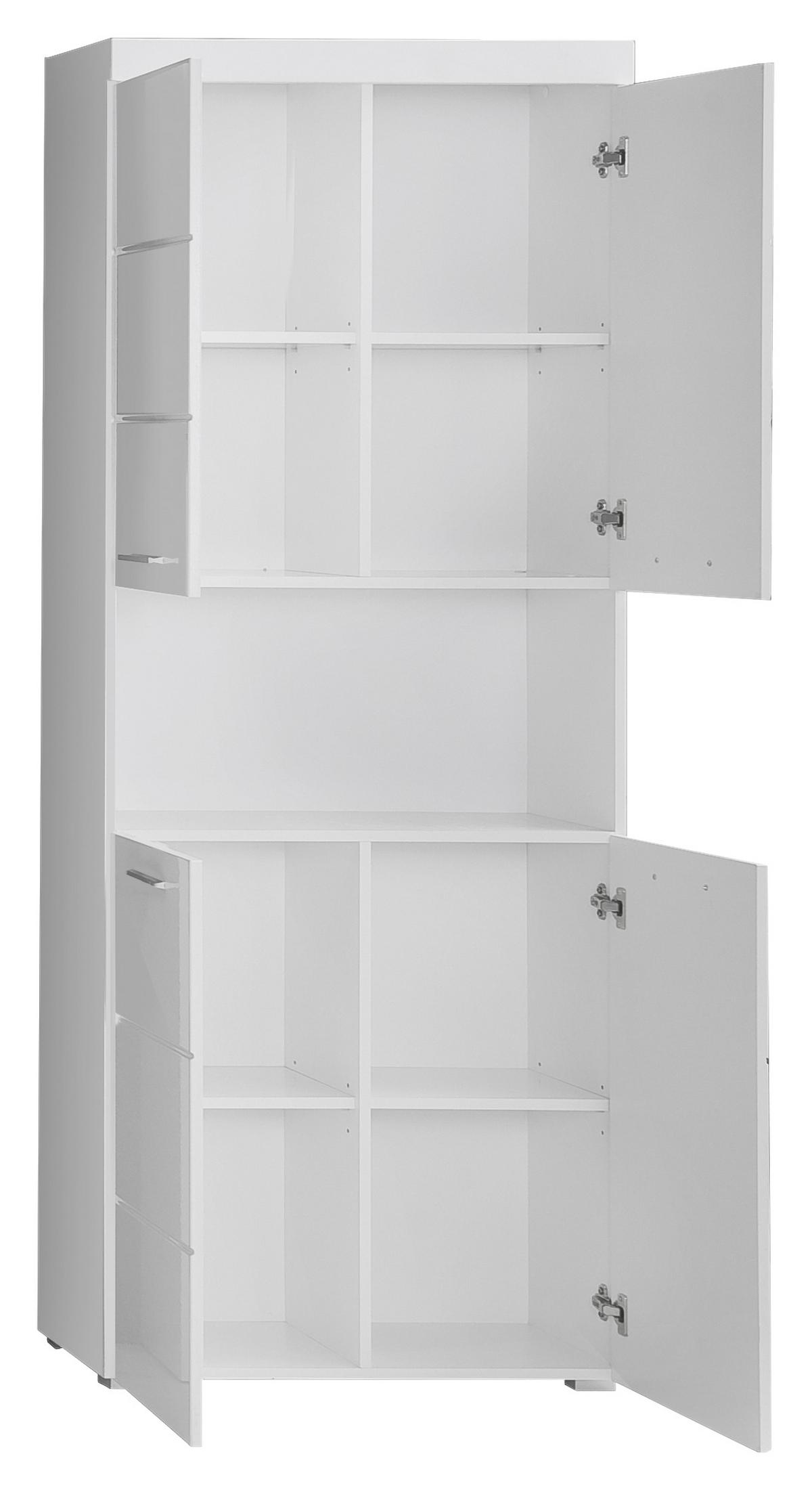 Hochschrank Amanda B: 73 Cm Weiß - Silberfarben/Weiß, MODERN, Holzwerkstoff (73/190/31cm) - MID.YOU