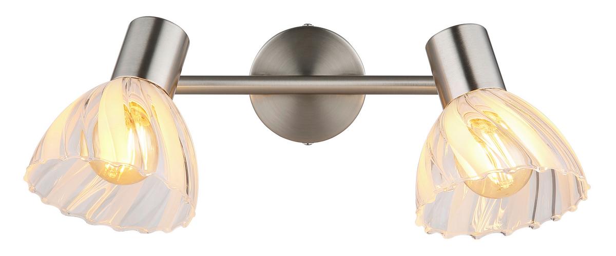 Strahler Zachery Nickelfarben L: 25 cm - Nickelfarben, KONVENTIONELL, Glas/Metall (25/13/19cm) - Globo