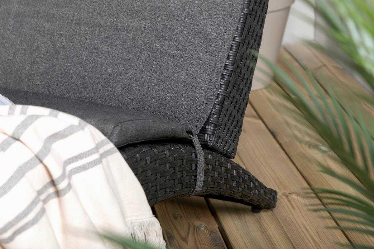 Sonnenliege Archie Kunststoff - Schwarz, KONVENTIONELL, Kunststoff (64/84/158cm) - Gardenson