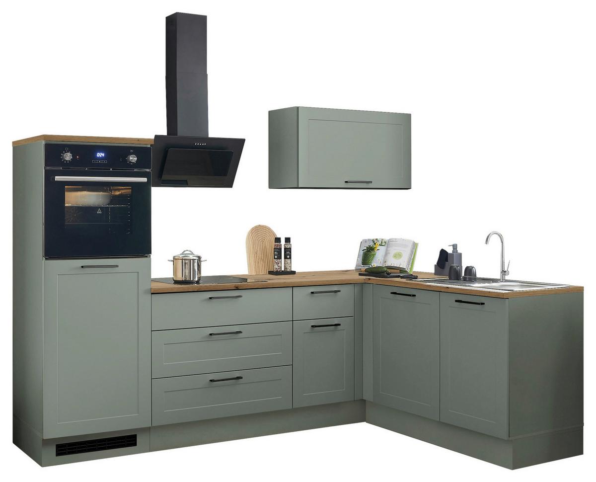 Eckküche Marseille Grün/eiche Dekor S: 260x175 Cm - Eiche Artisan/Grün, Design, Holzwerkstoff (260/175cm) - MID.YOU