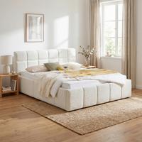 Čalúnená posteľ ASCONA 180x200, krémová - čierna/krémová, Konventionell, textil/plast (180/200cm)