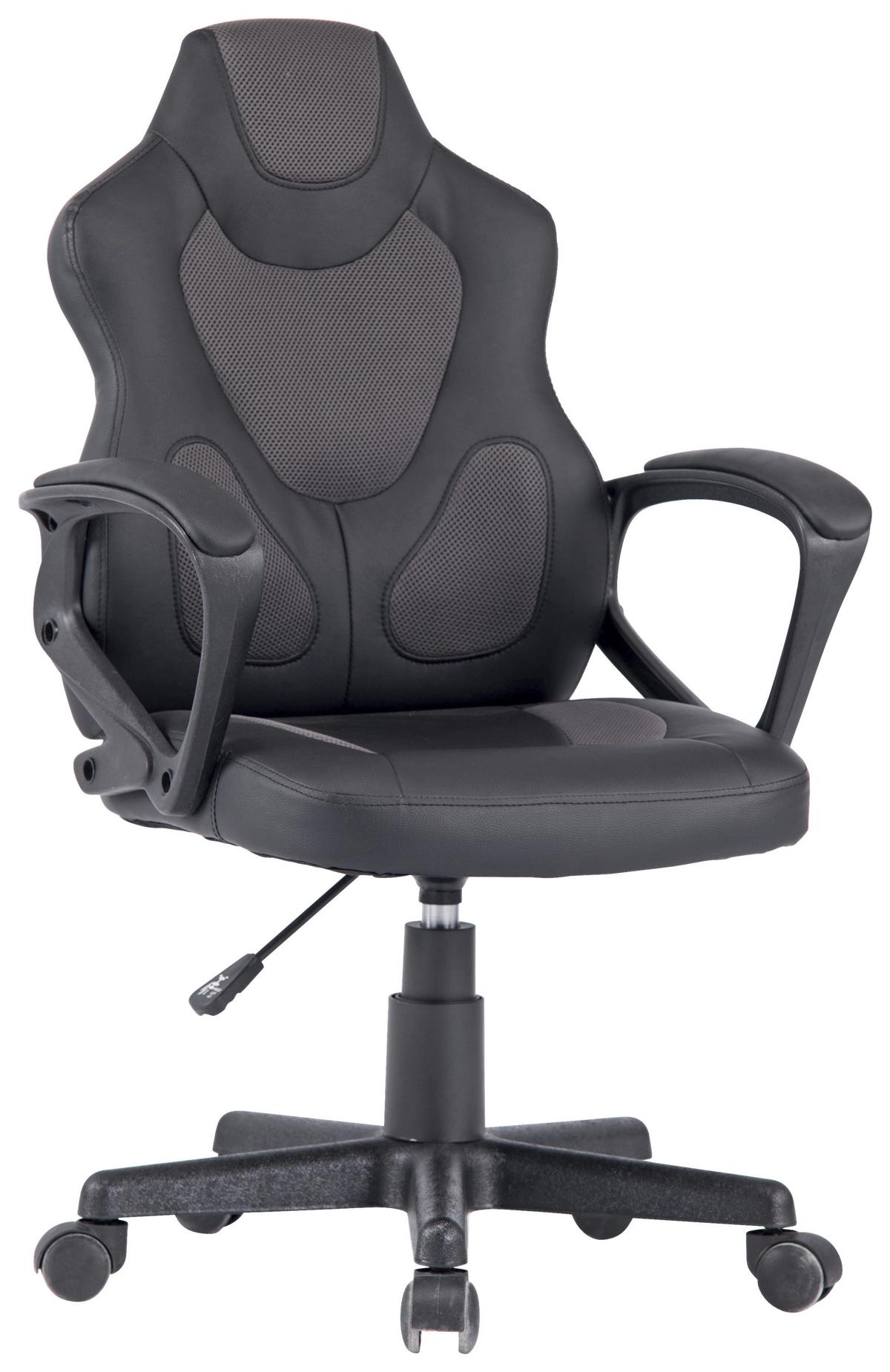 Gaming Stuhl Racer Junior Mit Armstützen, Schwarz - Schwarz/Grau, MODERN, Kunststoff/Textil (57/90-100/54cm)