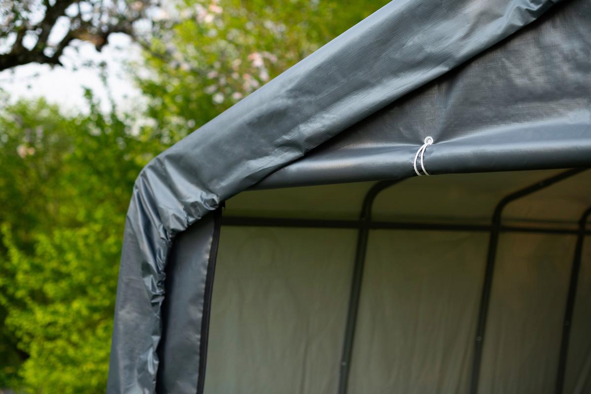 Zeltgarage Weidezelt Garage 18 M² - Grau, Basics, Kunststoff (370/260/490cm)