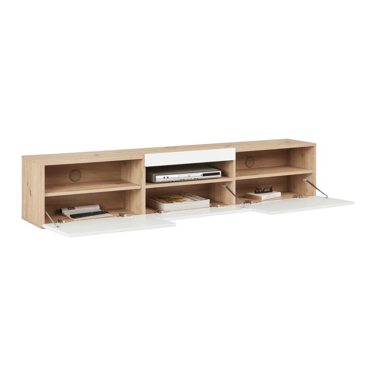 TV-ELEMENT OSLO - Eichefarben/Weiß Hochglanz, MODERN, Holzwerkstoff (180/37/31,6cm)