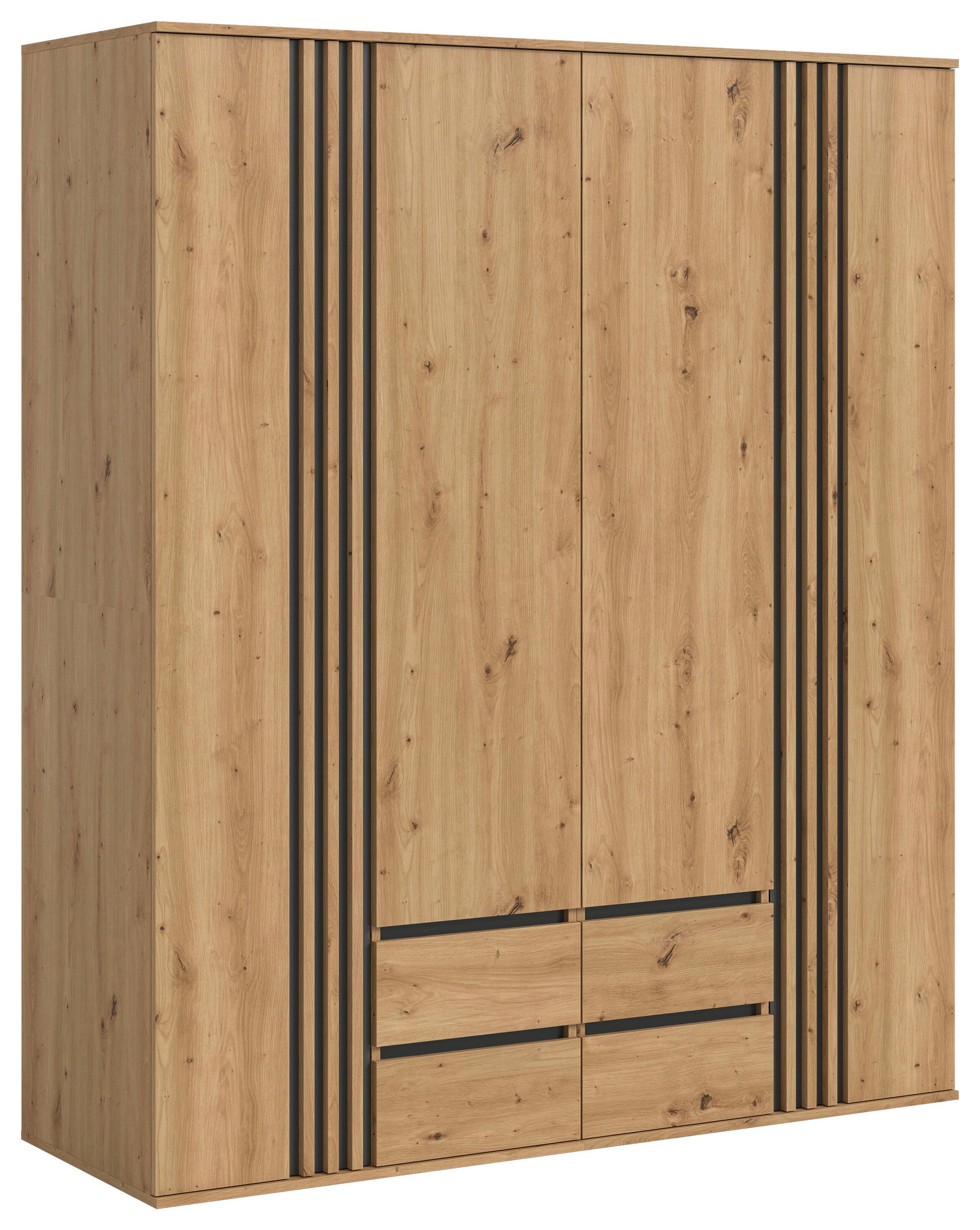 Drehtürenschrank Tofta Eiche Dekor/Anthrazit B: 160cm - Anthrazit/Eiche Artisan, ROMANTIK / LANDHAUS, Holzwerkstoff (160/192/56cm) - Livetastic