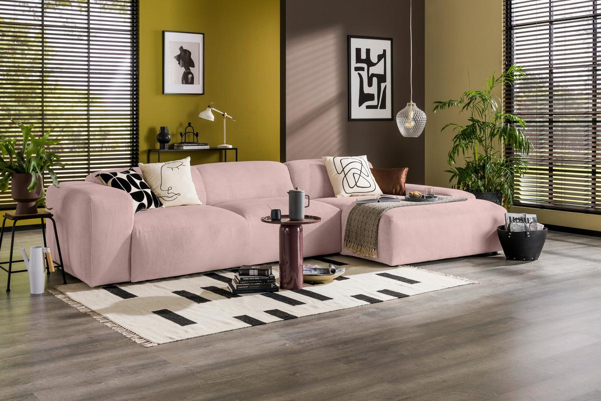 Ecksofa Hannah Rosa 343x170 cm - Schwarz/Rosa, Design, Textil (343/170cm) - MID.YOU
