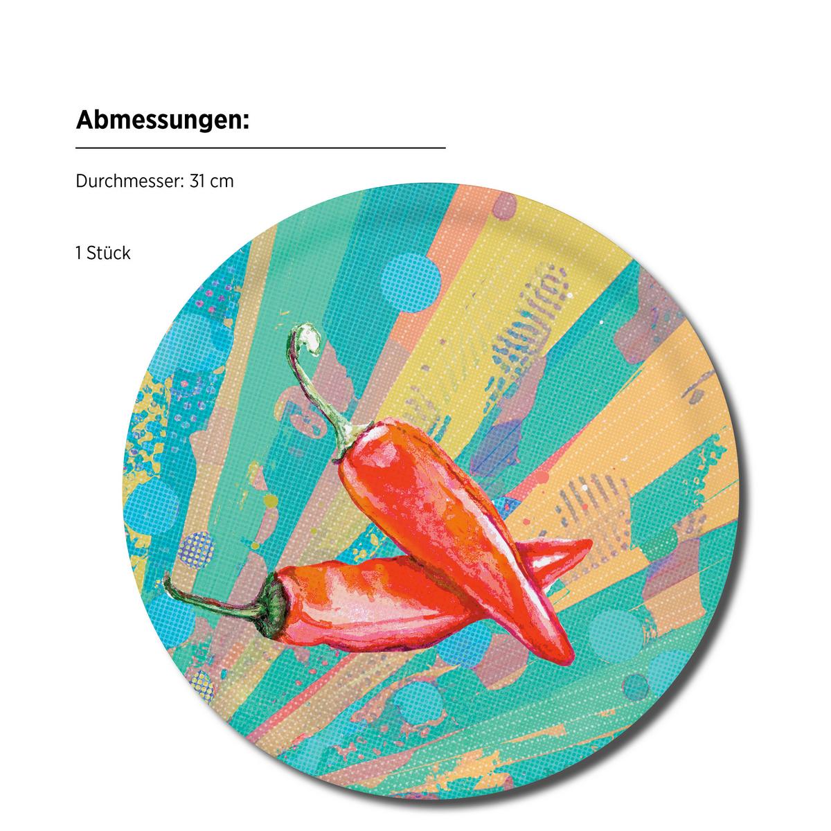 Pizzatellerset Porzellan 4 tlg. D: 31 cm - Blau/Rot, Basics, Keramik (31/2cm) - Mäser