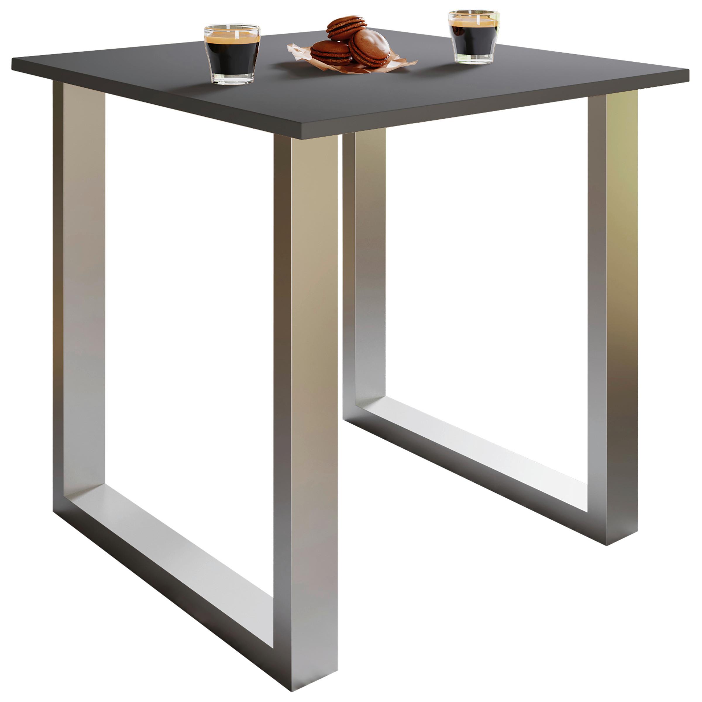 Esstisch Xona Anthrazit/Silberfarben - Anthrazit/Silberfarben, Design, Holzwerkstoff/Metall (80/80/76cm) - MID.YOU