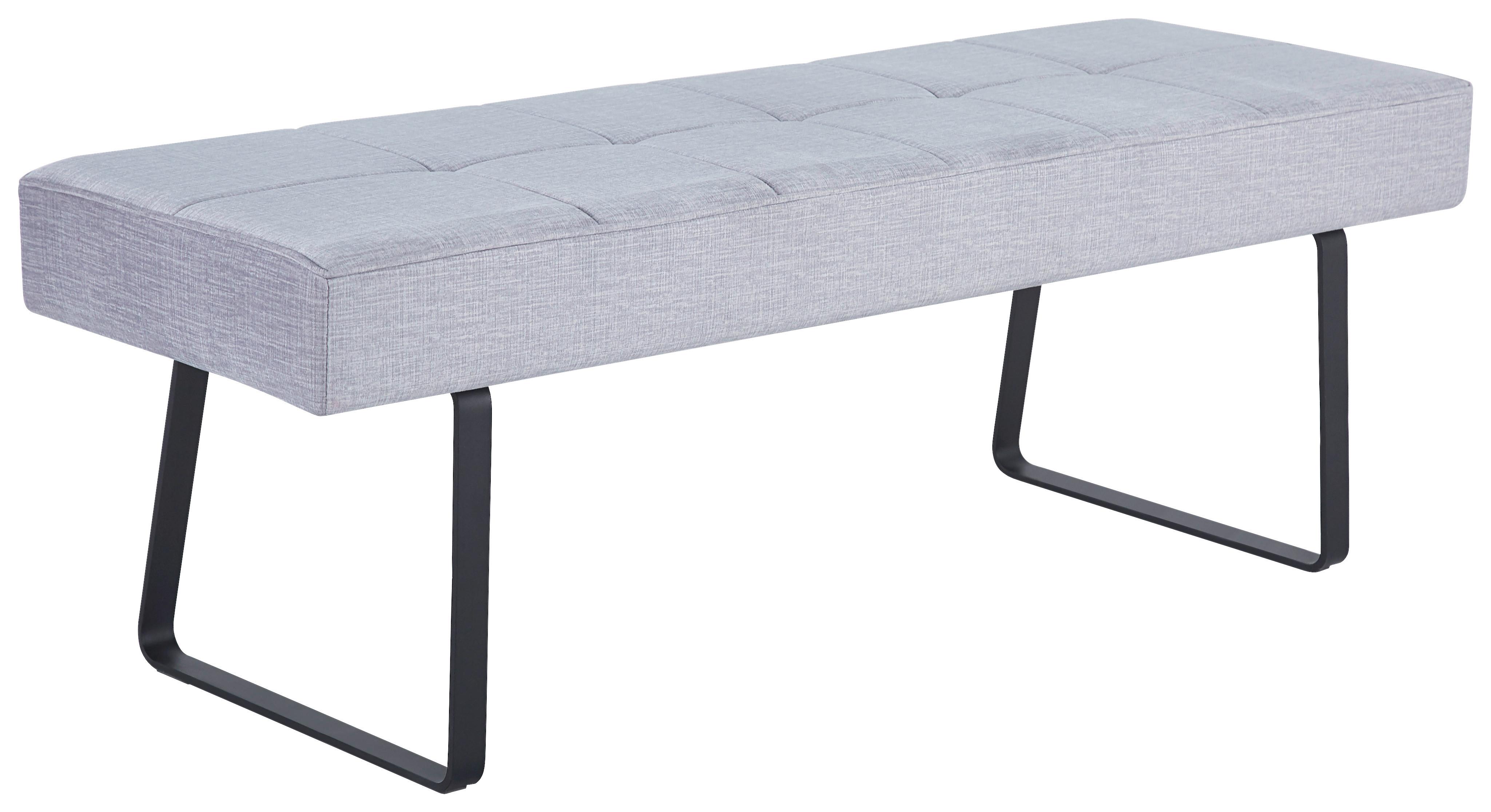 Sitzbank Tilos Ohne Lehne Samt Dunkelgrau, B: 140 Cm - Dunkelgrau/Schwarz, KONVENTIONELL, Textil/Metall (140/49/47cm) - MID.YOU
