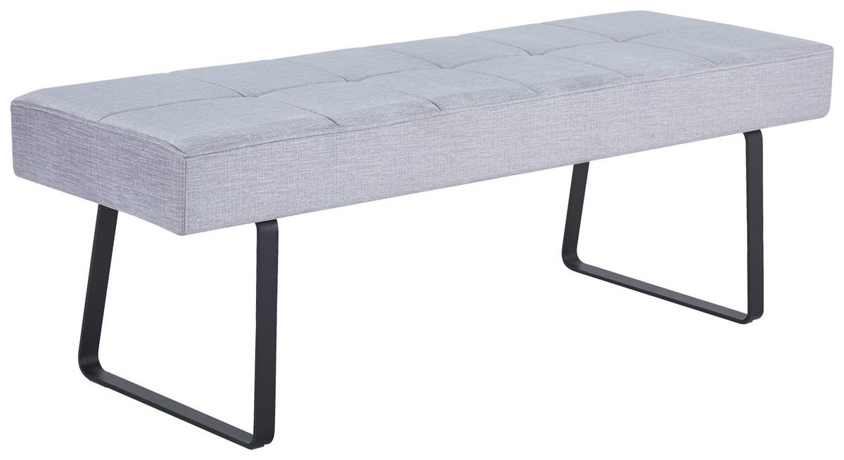 Sitzbank Tilos Ohne Lehne Samt Dunkelgrau, B: 140 Cm - Dunkelgrau/Schwarz, KONVENTIONELL, Textil/Metall (140/49/47cm) - MID.YOU