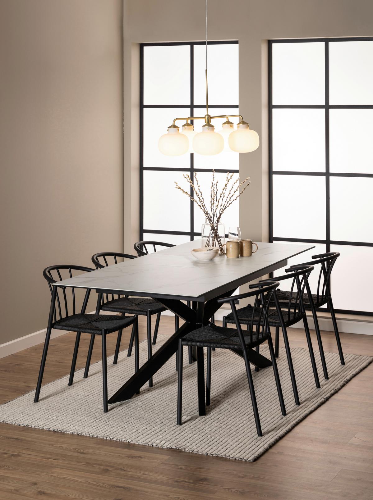 Esstisch Irwine H000023565 - Schwarz/Weiß, Design, Glas/Keramik (210/90cm) - MID.YOU