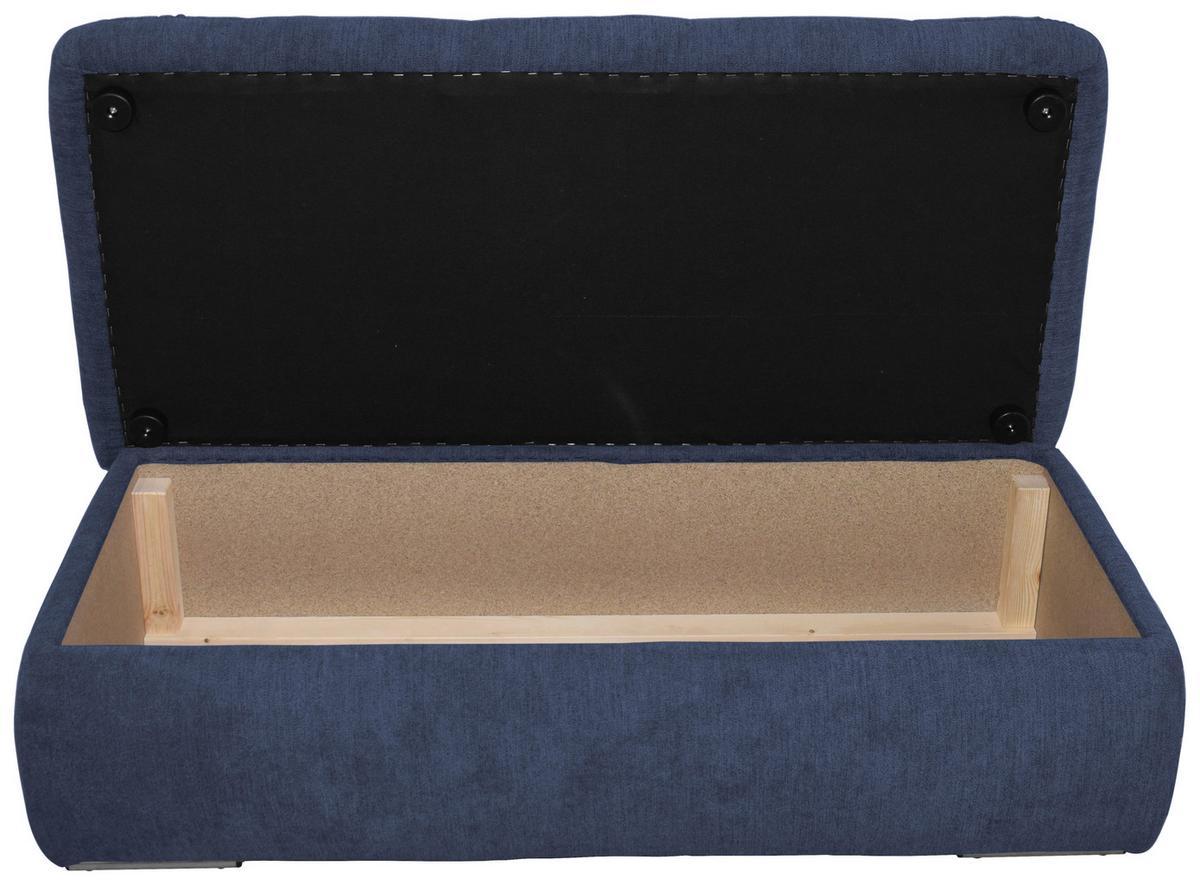 Hockerbank Moric Mikrofaser Dunkelblau H: 43 Cm  Stauraum - Chromfarben/Dunkelblau, KONVENTIONELL, Textil (136/43/64cm) - MID.YOU