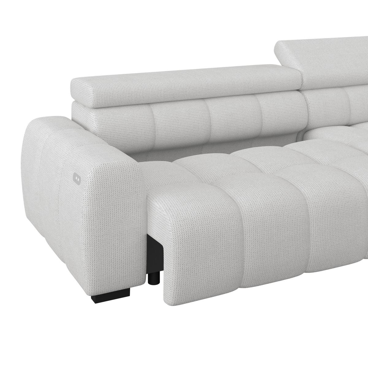 Rohová sedačka FREYA, pravá, sivobéžová, elektrický výsuv - čierna/sivobéžová, Trend, textil/plast (285/168cm)