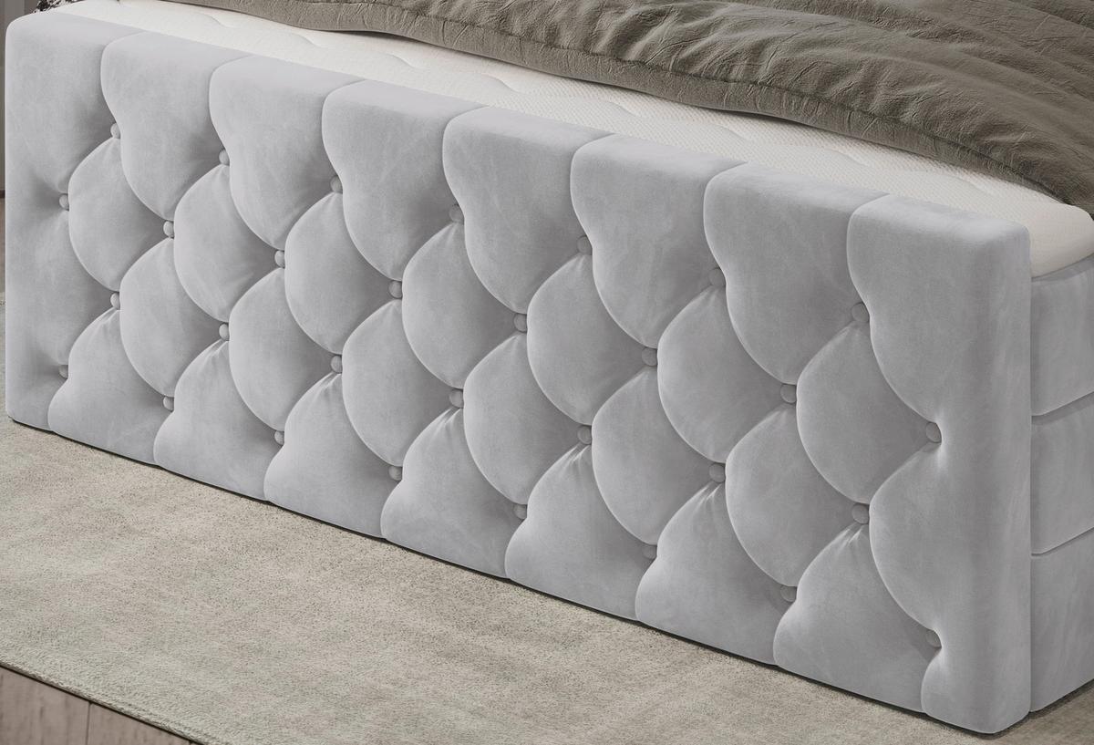 Boxspringbett Swing 16 Silberfarben 180x200 cm H2 - Beige/Silberfarben, ROMANTIK / LANDHAUS, Textil (180/200cm) - James Wood