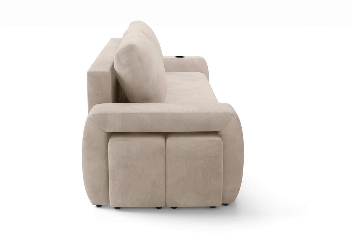 Schlafsofa Ines Beige B: 258cm - Beige/Schwarz, Design, Textil (258/98/95cm) - Livetastic