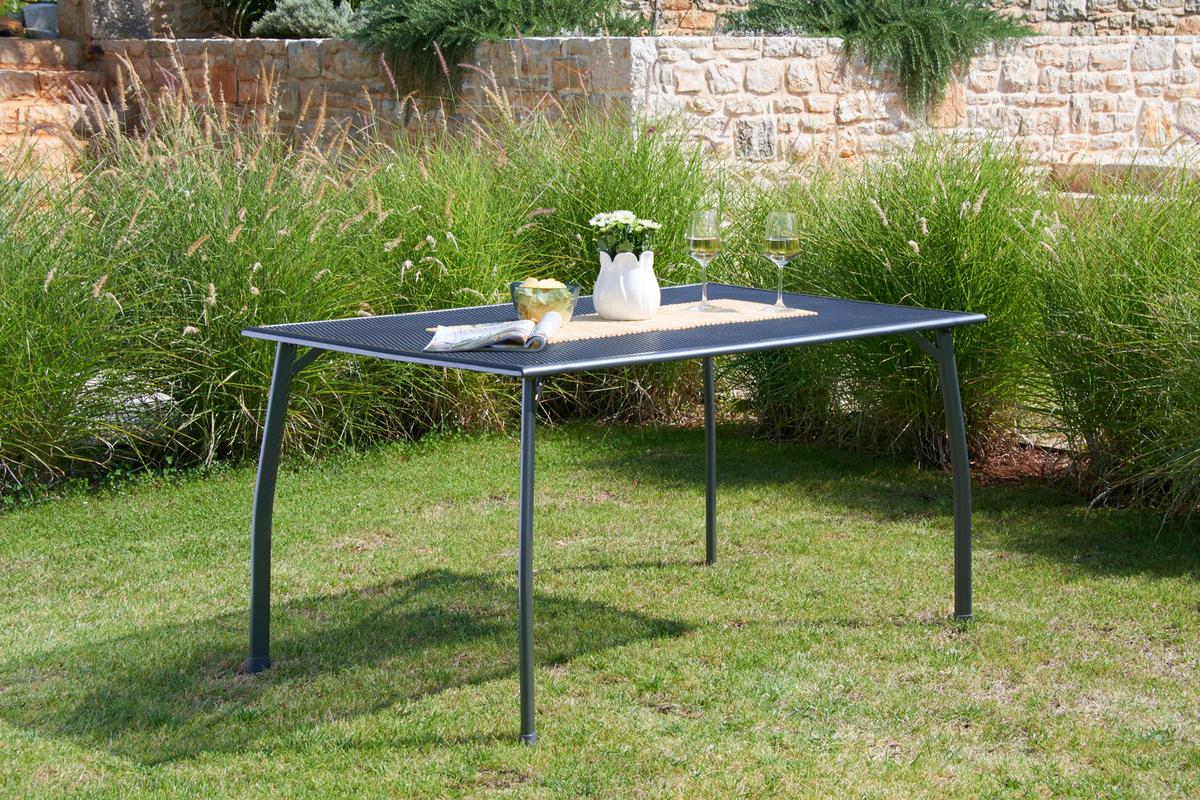 Gartentisch höhenverstellbar Toulouse, Stahl L 140 cm - Anthrazit/Schwarz, MODERN, Kunststoff/Metall (140/74/90cm) - Luca Bessoni