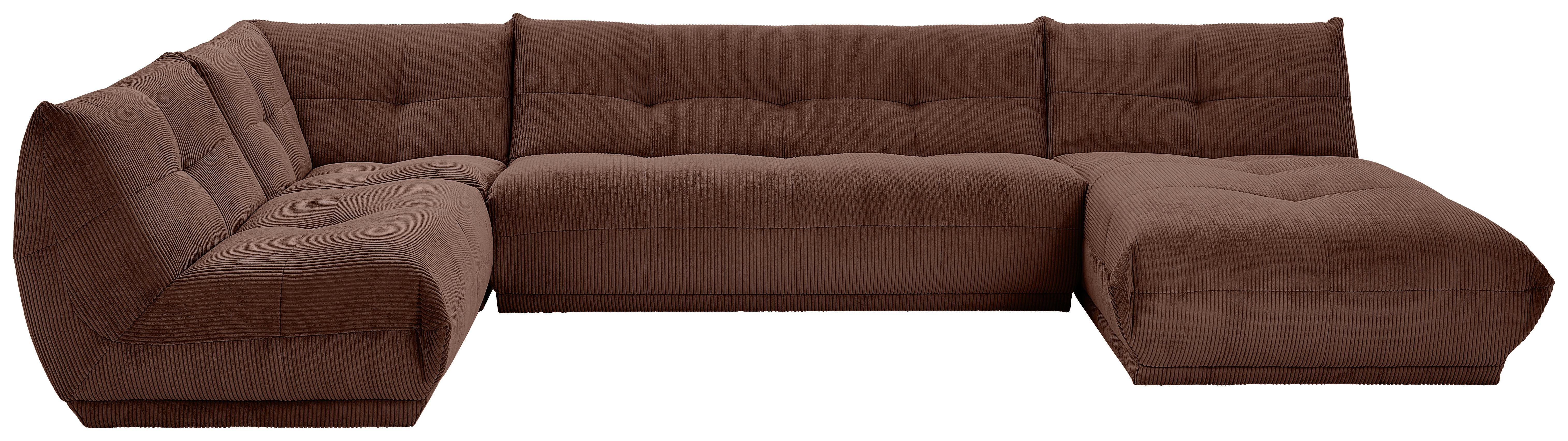 Wohnlandschaft Giselle Braun Cord - Braun, Trend, Textil (210/390/185cm) - Livetastic