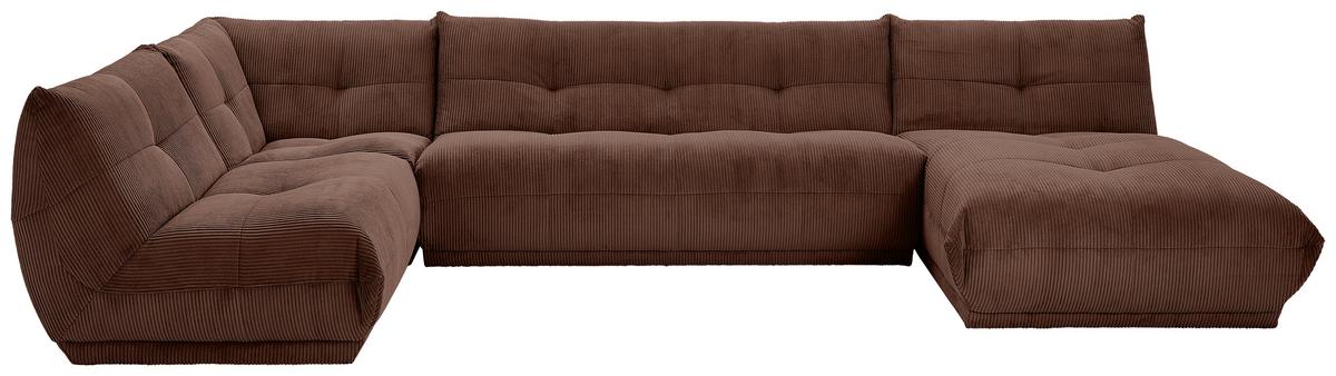 Wohnlandschaft Giselle Braun Cord - Braun, Trend, Textil (210/390/185cm) - Livetastic