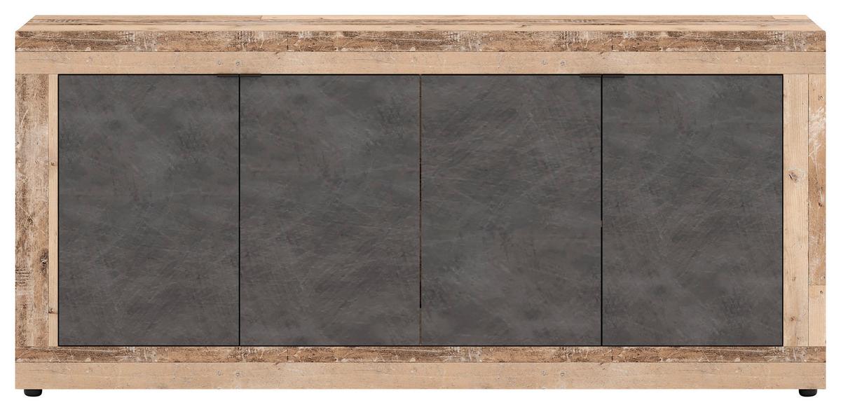 Kommode 180cm Lunea Graphitfarben - Alteiche/Schwarz, Design, Holzwerkstoff (180/86/42cm) - MID.YOU