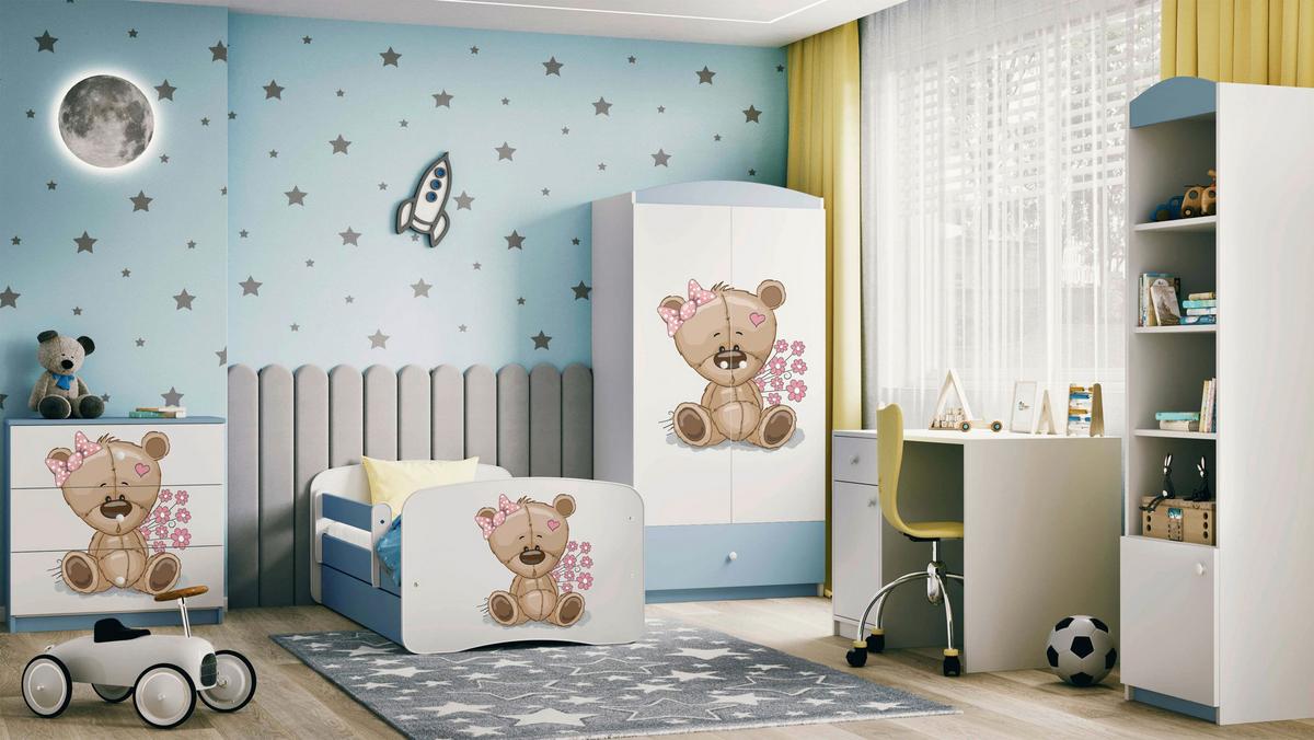 Kinder-/Juniorbett Babydreams inkl. Matratze 80x160 - Blau/Birkefarben, MODERN, Holz/Holzwerkstoff (80/160cm) - MID.YOU