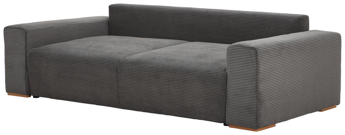 Schlafsofa Vouge Grau Bettkasten, B: 255 Cm - Buchefarben/Schwarz, KONVENTIONELL, Textil (255/86/123cm) - Livetastic