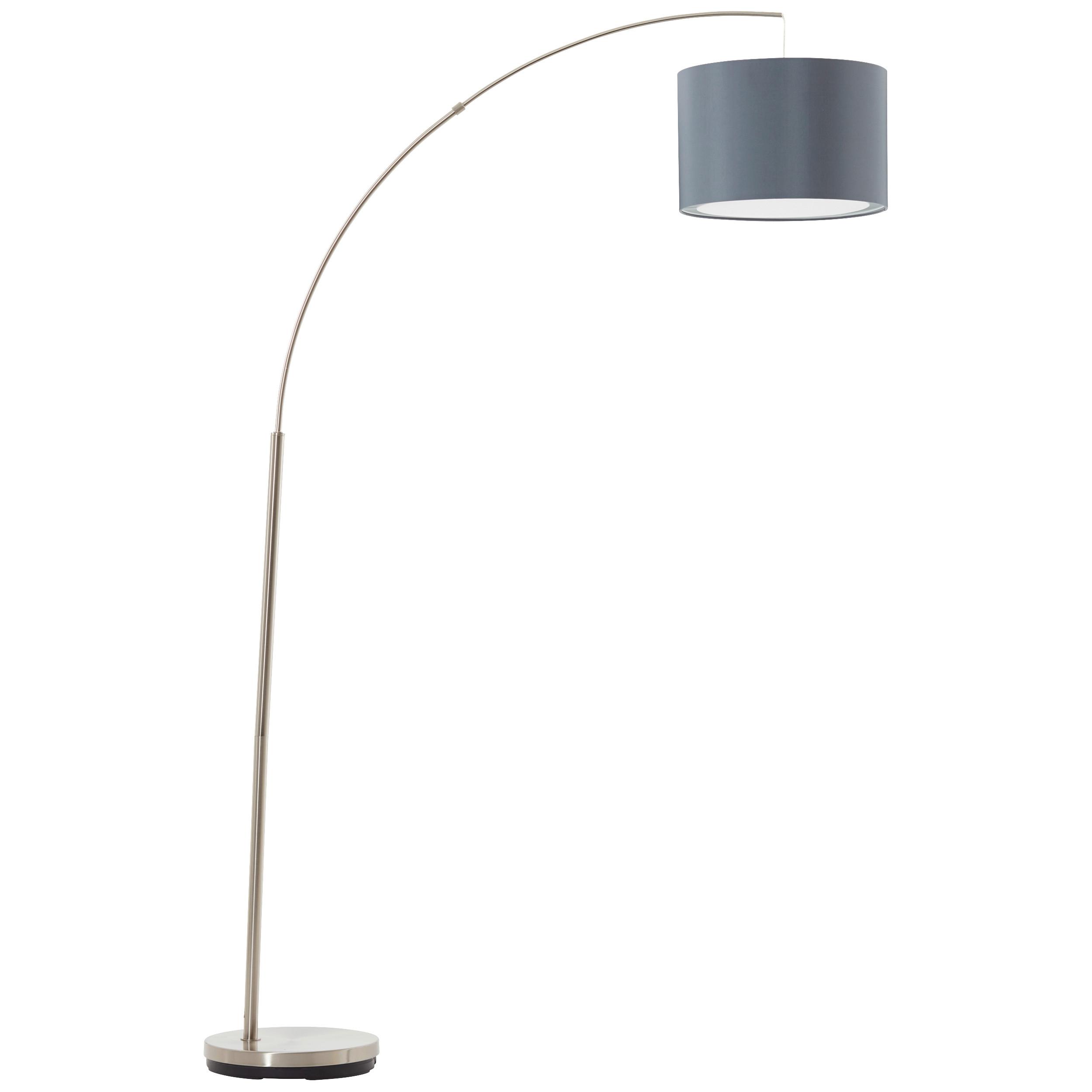 Stehlampe Clarie Silberfarben/Hellgrau, Bogen - Silberfarben/Hellgrau, Design, Textil/Metall (36/180cm) - Brilliant