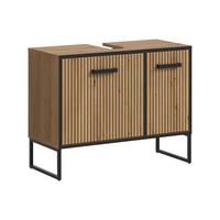 Waschbeckenunterschrank Bagno Schwarz/Eiche Dekor B: 80cm - Schwarz/Eiche Artisan, Trend, Holzwerkstoff (80/63/36cm) - MID.YOU