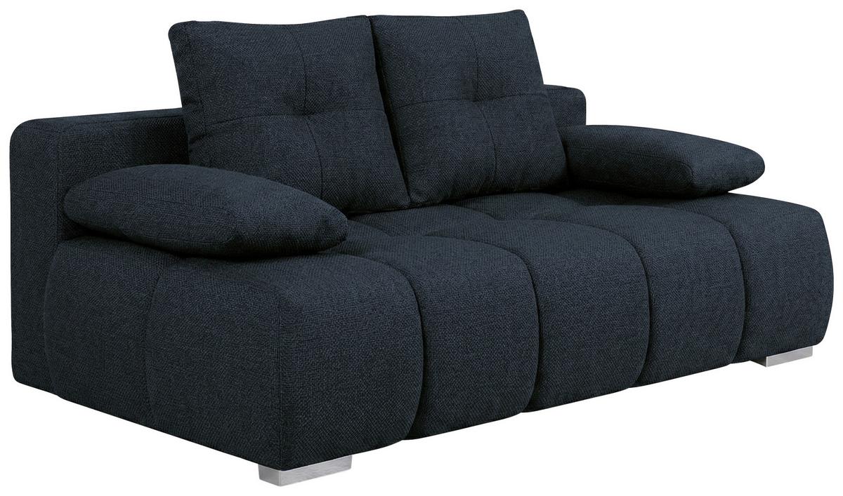 Boxspringová pohovka BUBBLE, tmavomodrá - čierna/tmavomodrá, Trend, kompozitné drevo/textil (206/90/105cm) - Luca Bessoni