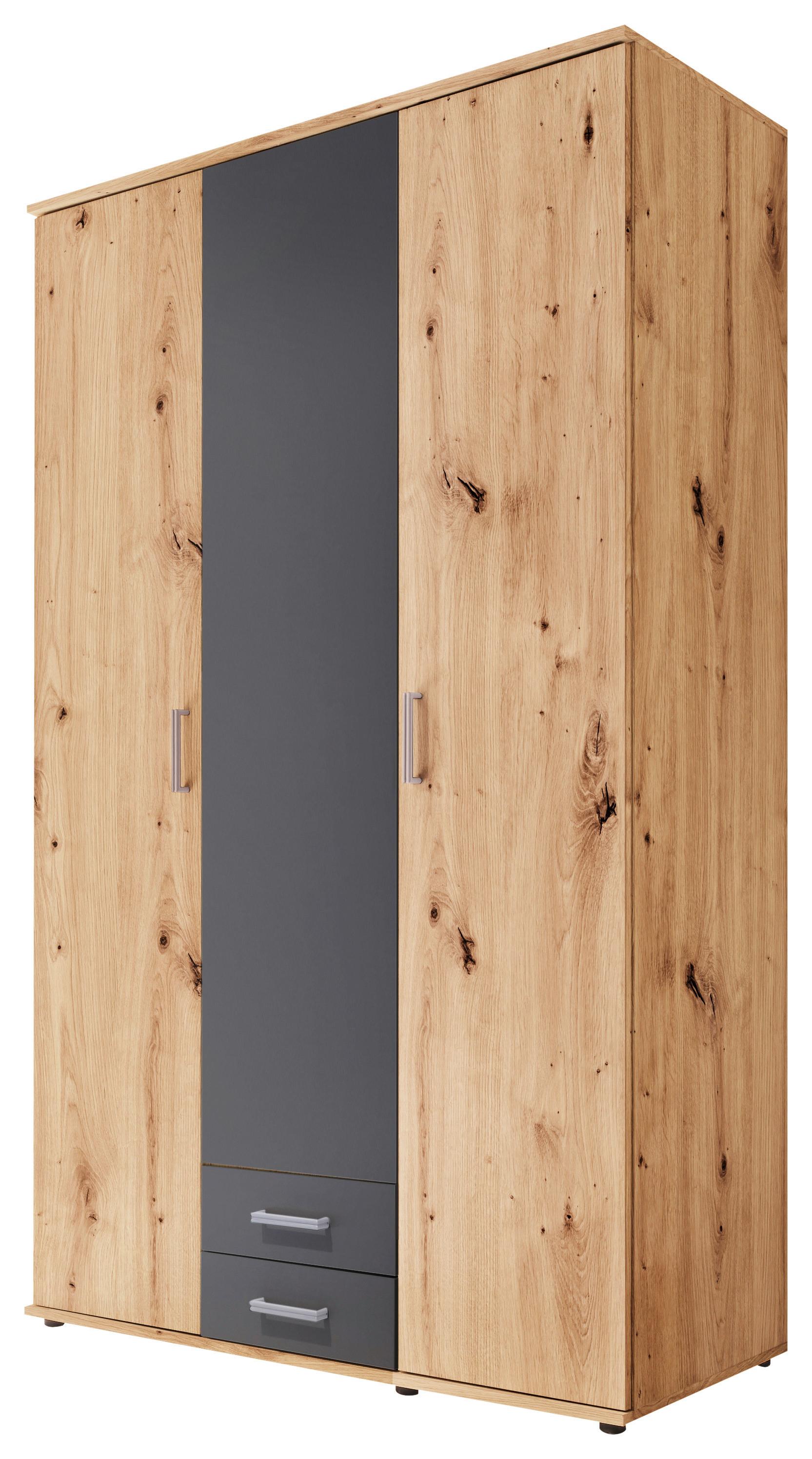 Skříň S Otočnými Dveřmi Paul Š.120cm, Dub Artisan/grafit - bílá/barvy grafitu, Romantický / Rustikální, kompozitní dřevo/plast (119,6/196,3/53,5cm)