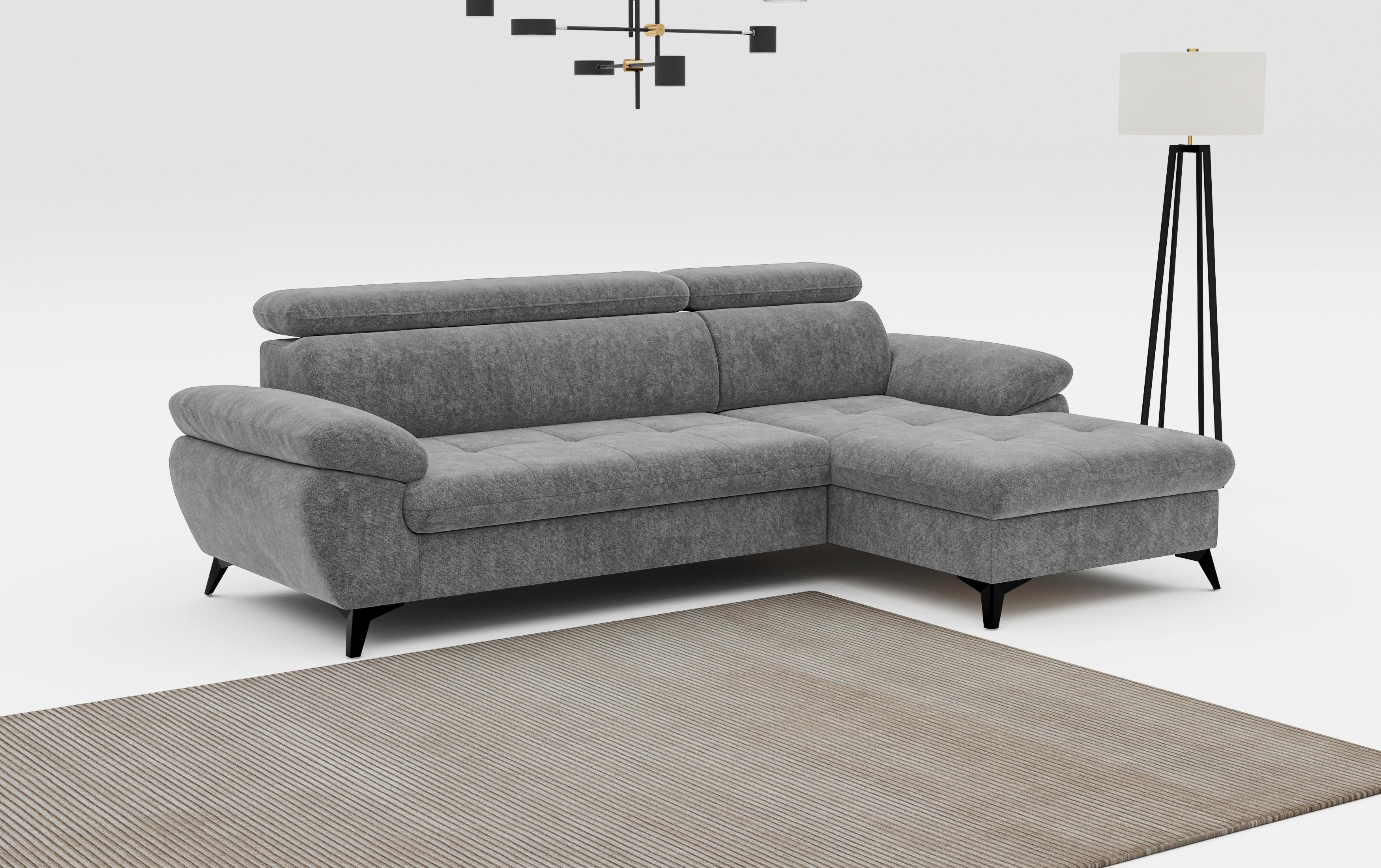 Ecksofa mit Bettkasten Hudson 261x166 cm Grau - Schwarz/Grau, Textil (261/166cm) - MID.YOU