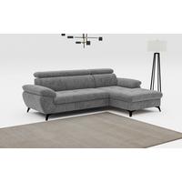 Ecksofa mit Schlaffunktion & Bettkasten Hudson Grau - Schwarz/Grau, Textil (261/166cm) - MID.YOU