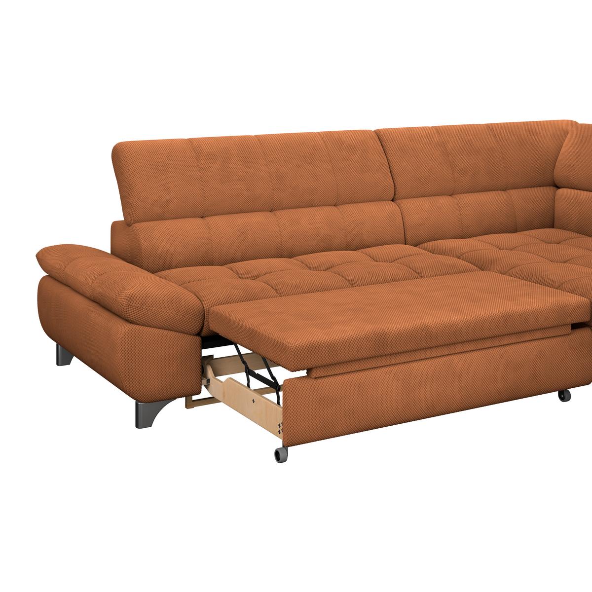 Ecksofa mit Schlaffunktion Gemini Terracotta Chenille - Chromfarben/Terracotta, KONVENTIONELL, Textil (312/234cm)