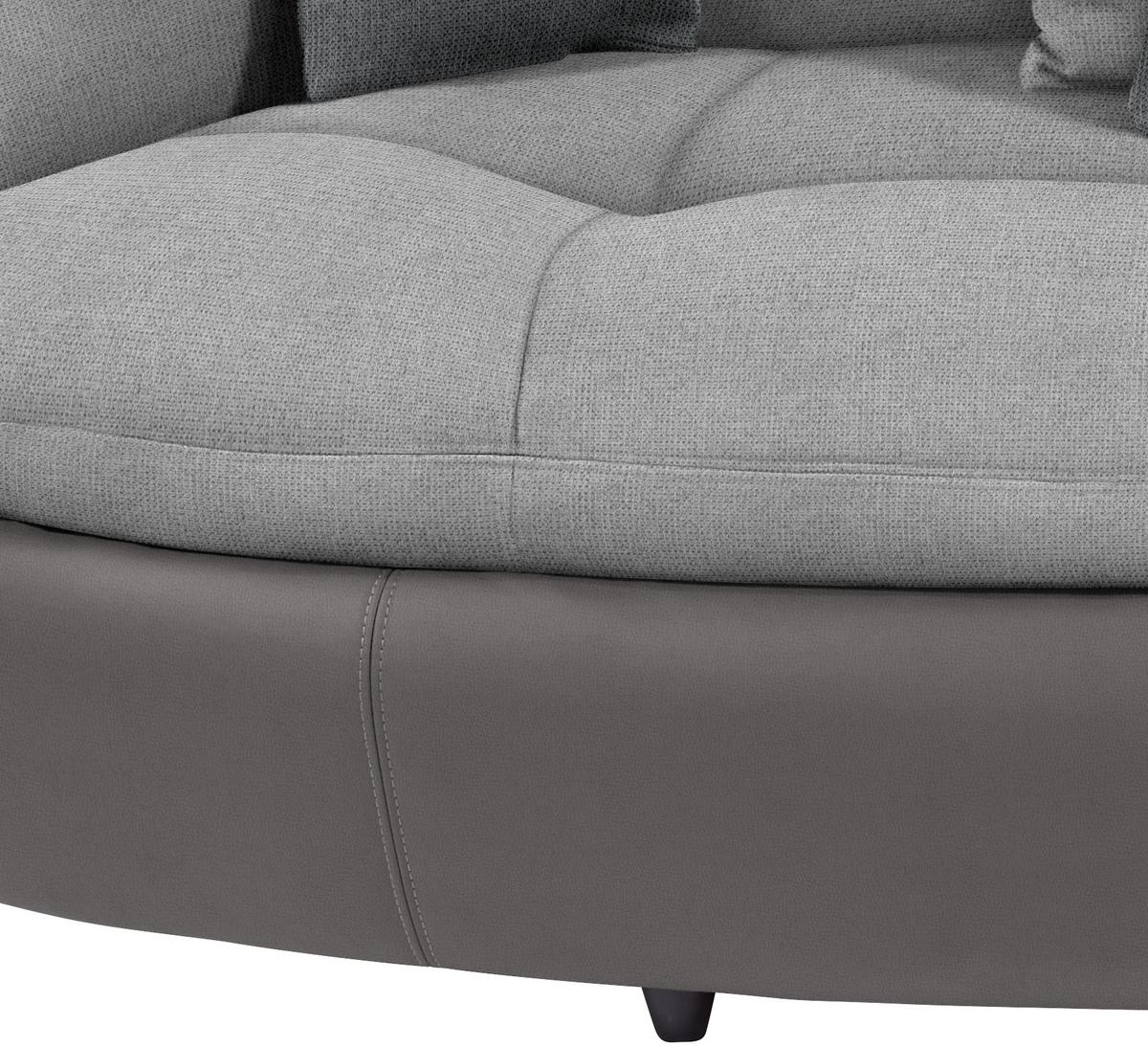 Big Sofa Aruba mit Kissen Grau/Hellgrau Lederlook - Hellgrau/Schwarz, LIFESTYLE, Textil (238/80/140cm)