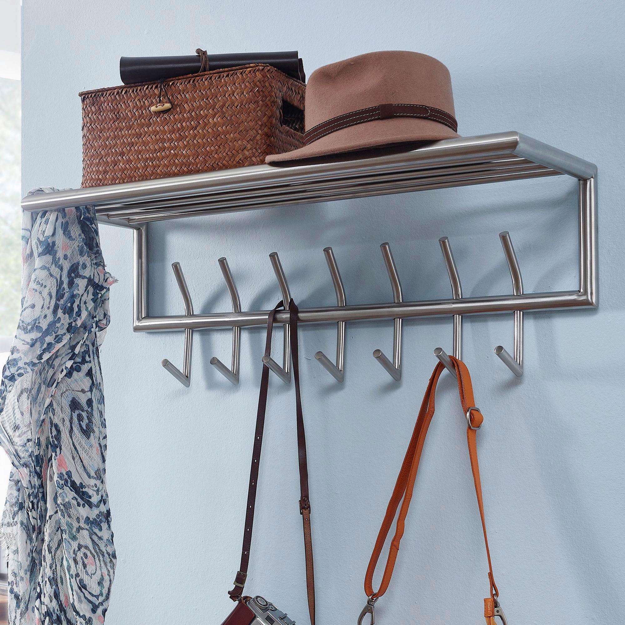 Wandgarderobe Wohnling Silberfarben B:74,5cm - Silberfarben, MODERN, Metall (74,5/29/30cm) - MID.YOU