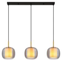 Hängeleuchte 16049-3h - Messingfarben/Schwarz, KONVENTIONELL, Glas/Kunststoff (91/21/150cm) - Globo