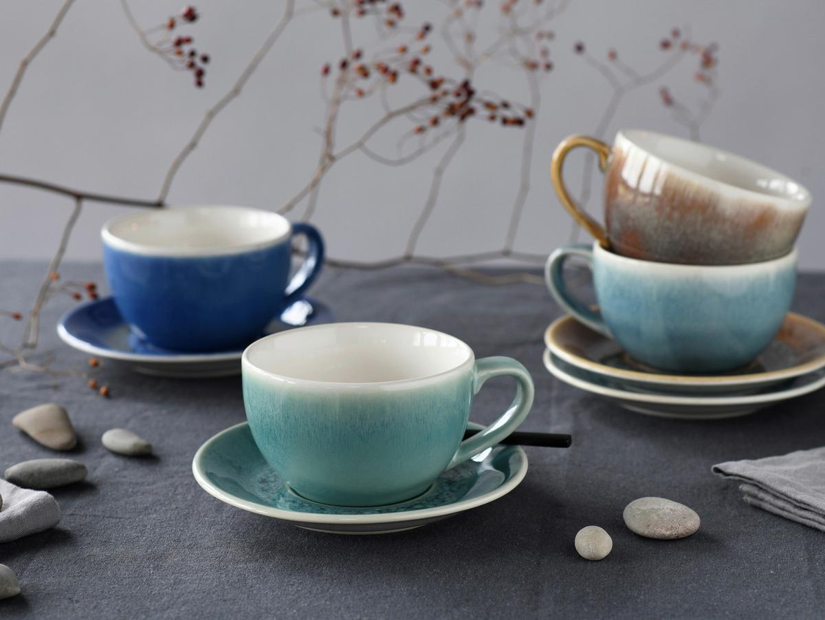 Cappuccinotasse mit Untertass Caldera Mix Multicolor - Multicolor, Basics, Keramik - Creatable