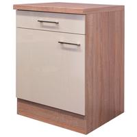 Küchenunterschrank Nepal 60 cm Kaschmir/Eiche Dekor mit Lade - Kaschmir/Sonoma Eiche, MODERN, Holzwerkstoff (60/86/60cm) - FlexWell