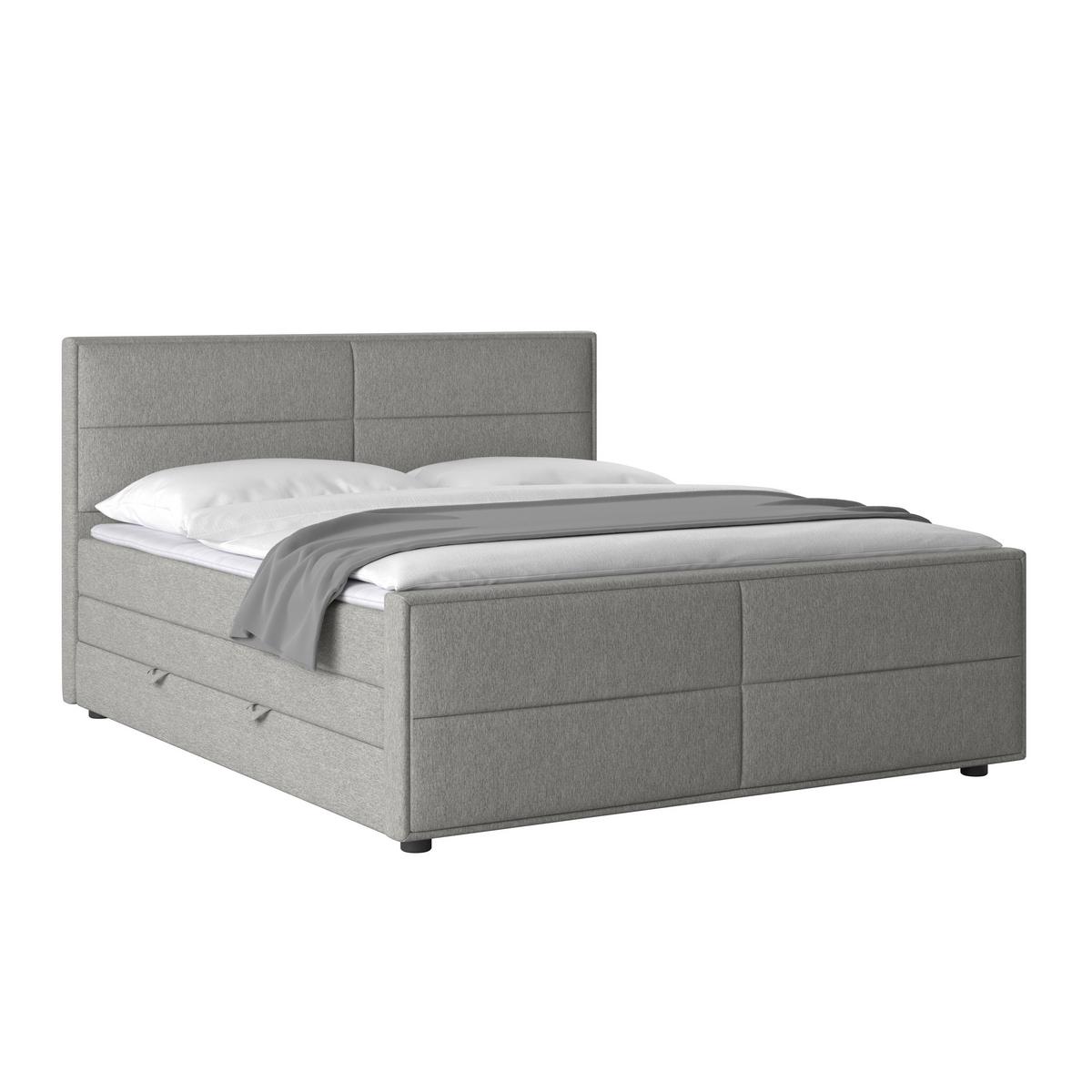 Boxspringbett mit Bettkasten Palermo 180x200 Silberfarben - Silberfarben/Schwarz, MODERN, Karton/Holzwerkstoff (180/200cm) - MID.YOU