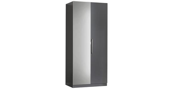 Drehtürenschrank Mit Spiegel 91cm Unit Anthrazit - Anthrazit, MODERN, Holzwerkstoff (91,1/210/58,3cm) - Ondega