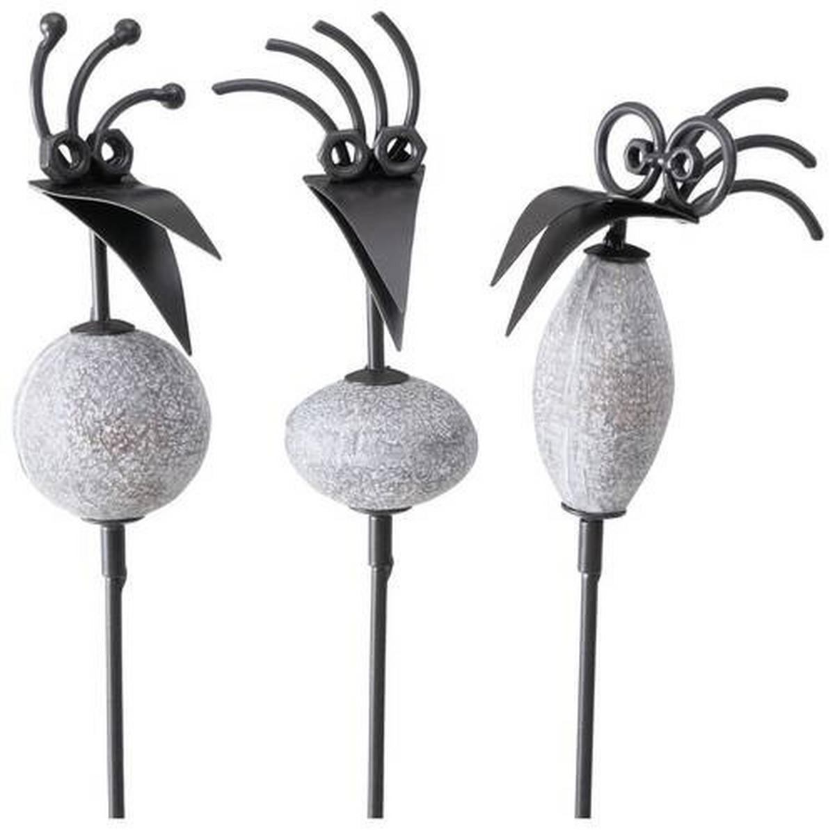 Gartenstecker Vogel L: 7,5 Cm Metall - Schwarz/Grau, Basics, Metall (7,5/4/100cm)