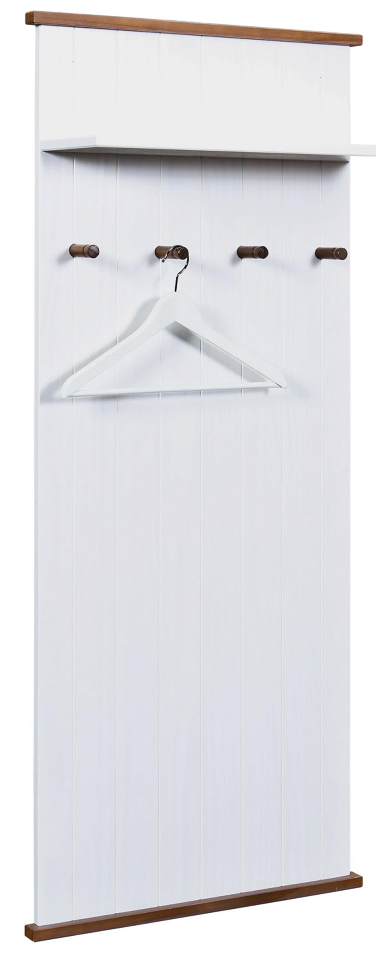 Wandgarderobe Garderobenpaneel mit Kleiderstange Kleiderhaken Kiefer weiß braun