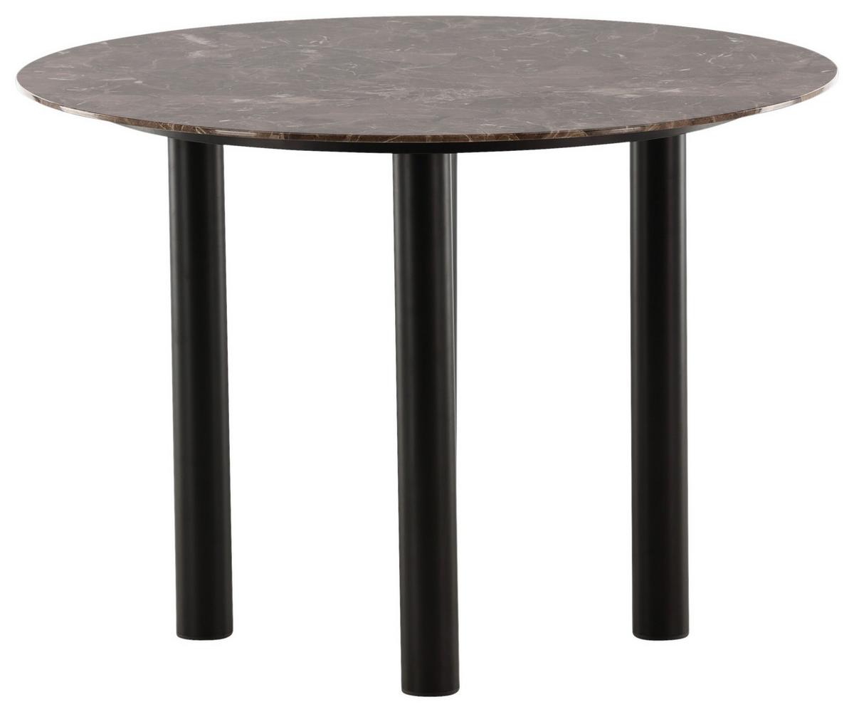 Esstisch Havsten - Dunkelbraun/Schwarz, Design, Holzwerkstoff/Metall (106/106/75cm) - Livetastic