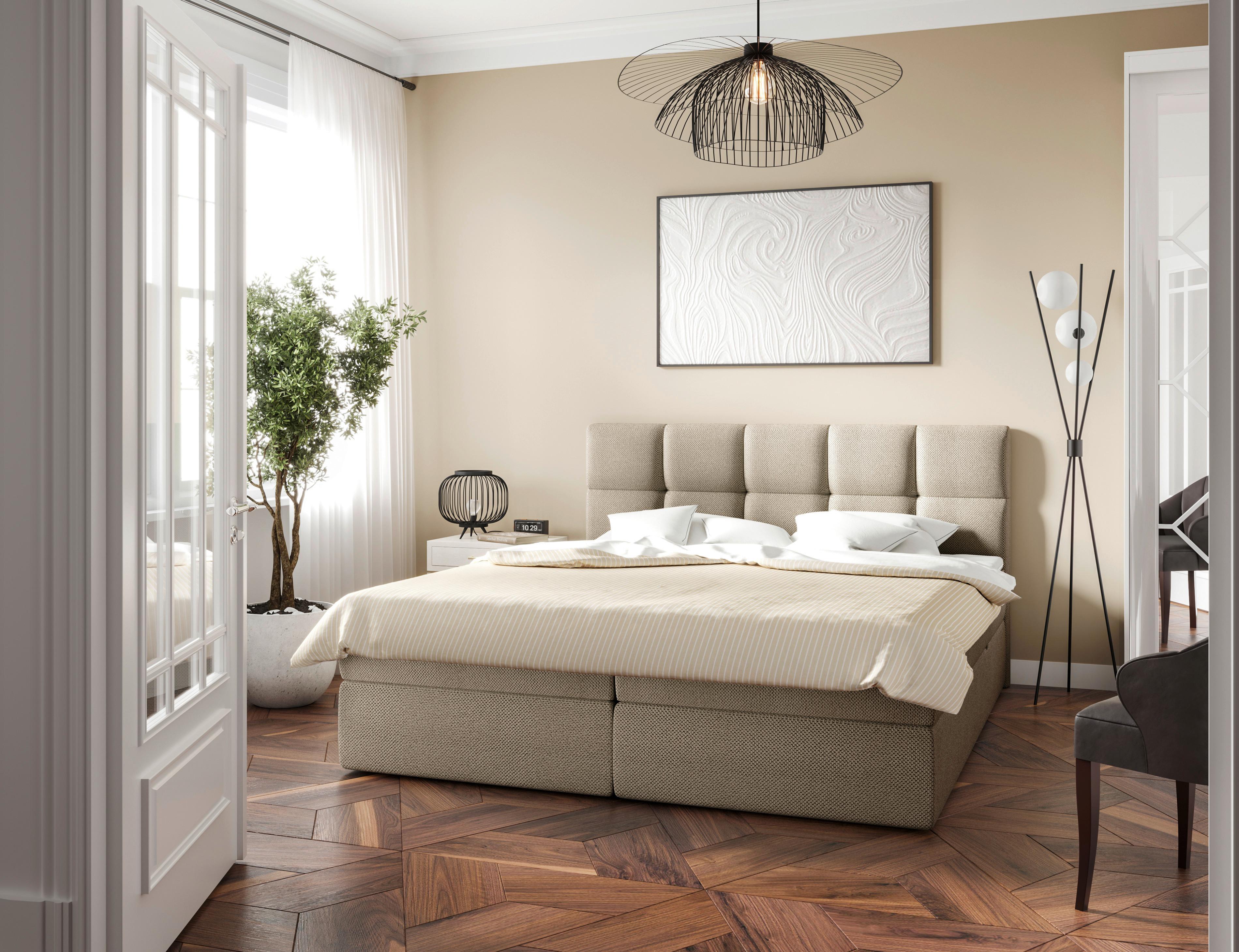 Boxbett Lorie Ii - Beige/Schwarz, MODERN, Holz/Holzwerkstoff (200/200cm) - MID.YOU